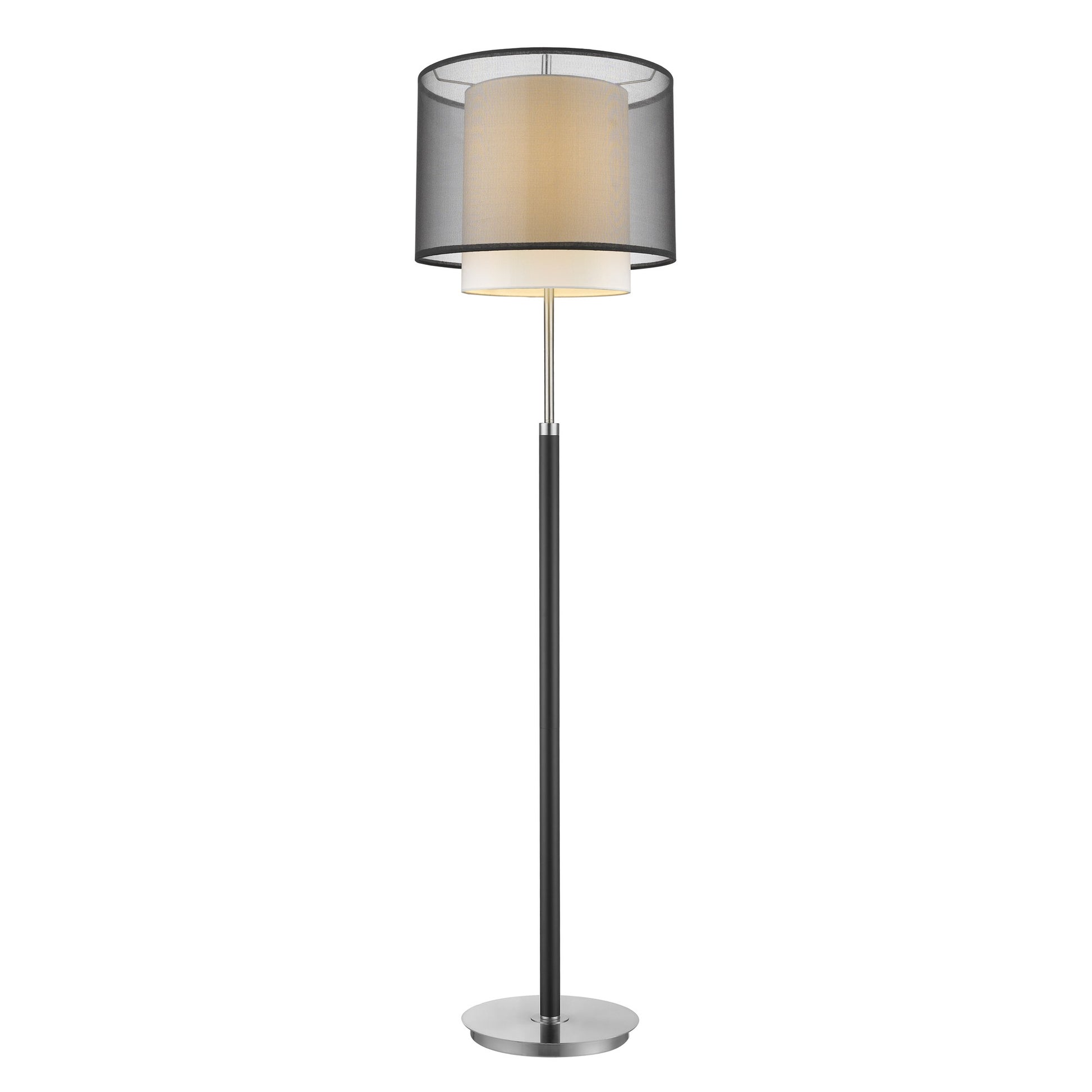 Chrome Floor Lamp w/ Black & Shade