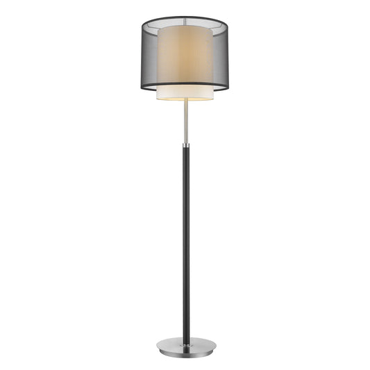 Chrome Floor Lamp w/ Black & Shade