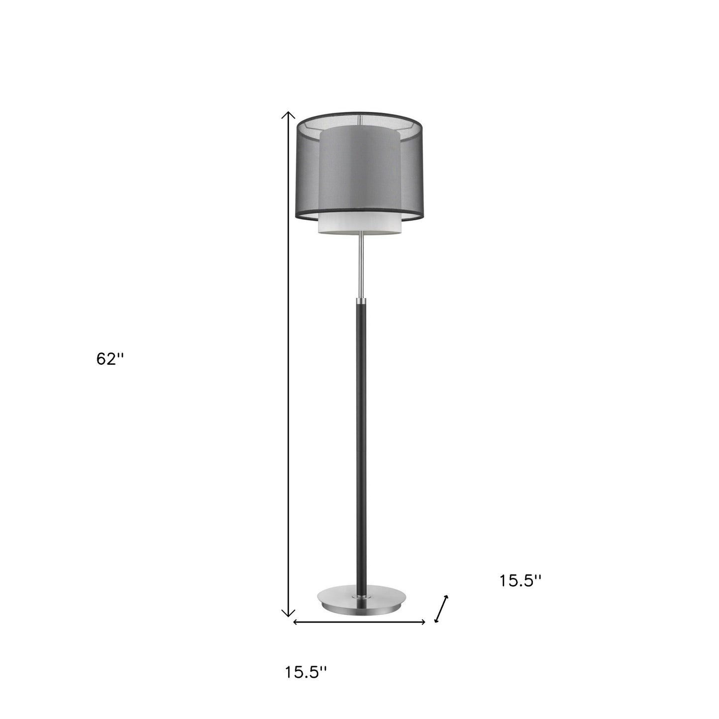 Chrome Floor Lamp w/ Black & Shade