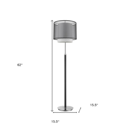 Chrome Floor Lamp w/ Black & Shade