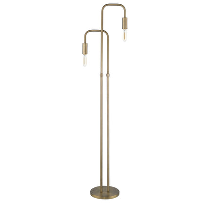 Brass 2-Light Torchiere Floor Lamp