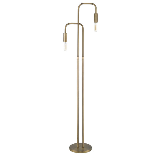 Brass 2-Light Torchiere Floor Lamp