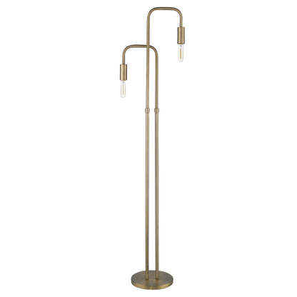 Brass 2-Light Torchiere Floor Lamp