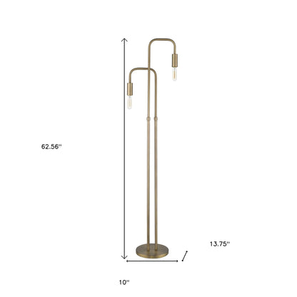Brass 2-Light Torchiere Floor Lamp