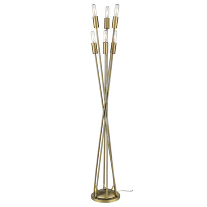 Brass 6-Light Torchiere Floor Lamp