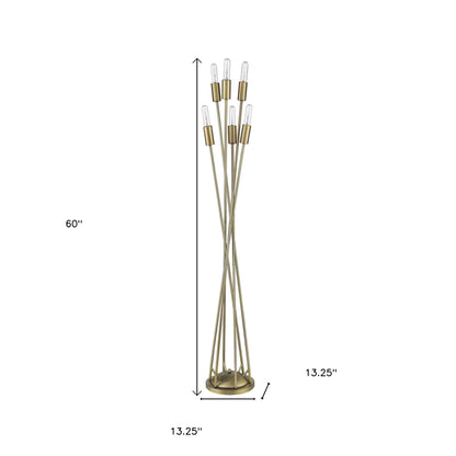 Brass 6-Light Torchiere Floor Lamp