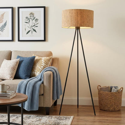 Matte Black Tripod Floor Lamp w/ Shade