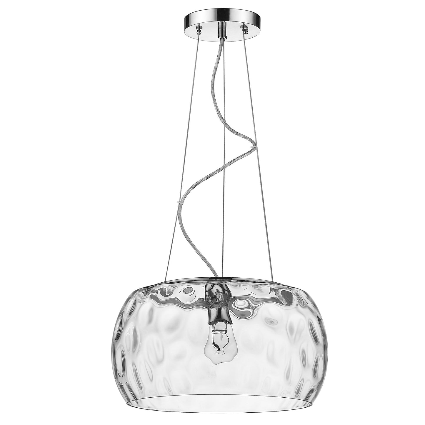 Mystere 1-Light Chrome Pendant w/ DimpGlass Shade