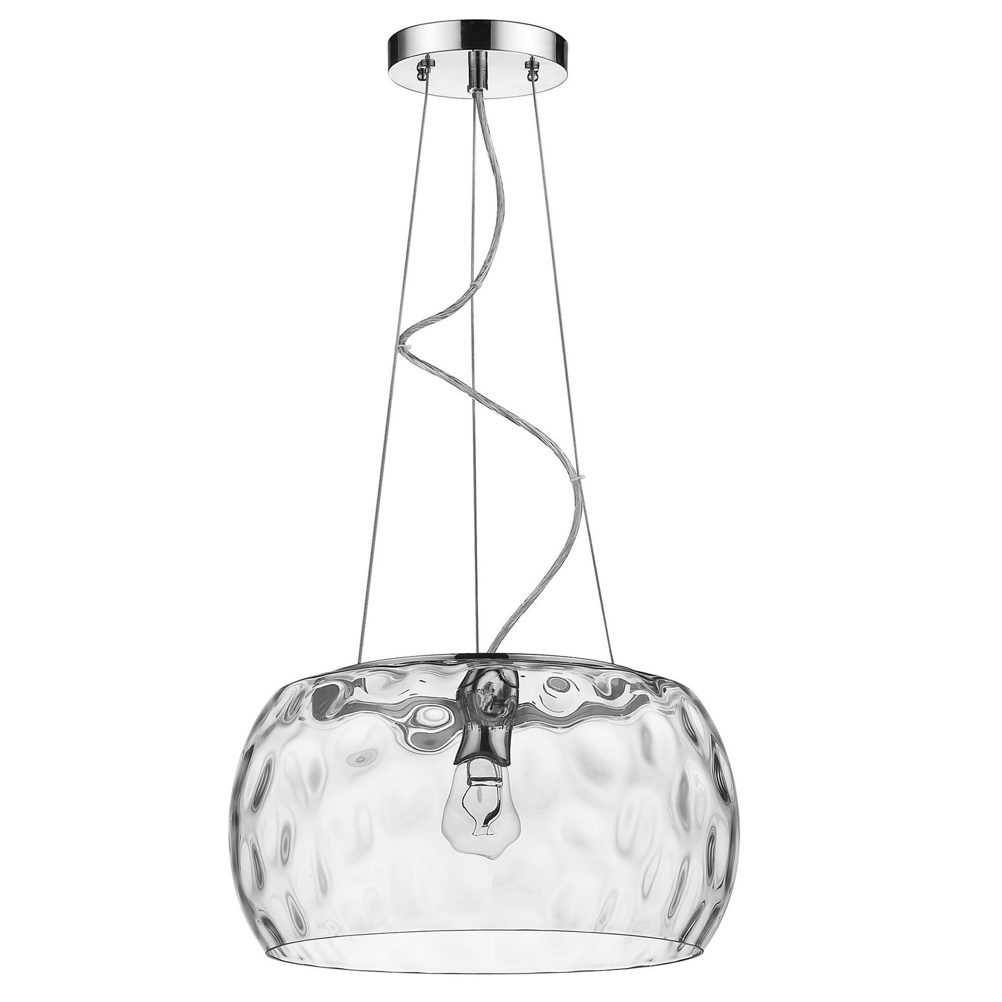 Mystere 1-Light Chrome Pendant w/ DimpGlass Shade