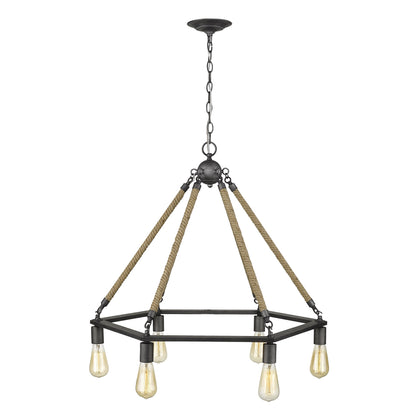 Brown & Black 6 Light Dimmable Chandelier