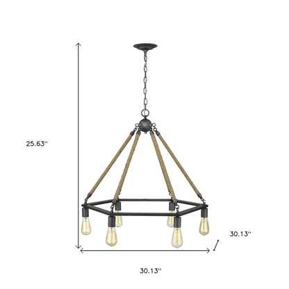 Brown & Black 6 Light Dimmable Chandelier