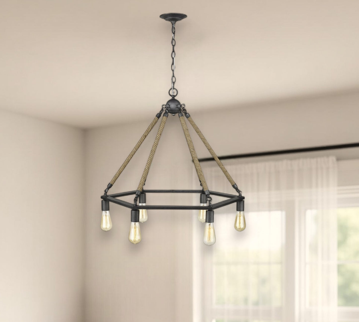 Brown & Black 6 Light Dimmable Chandelier