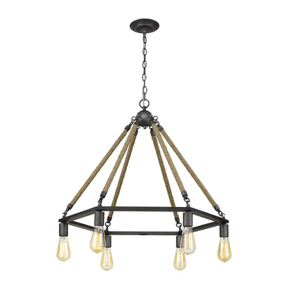 Brown & Black 6 Light Dimmable Chandelier