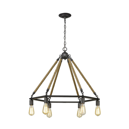 Brown & Black 6 Light Dimmable Chandelier