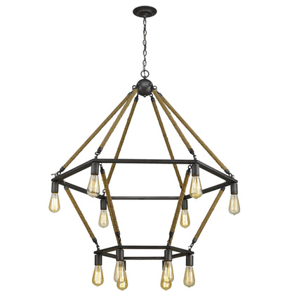 Brown & Black 12 Light Dimmable Chandelier