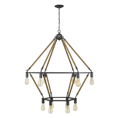 Brown & Black 12 Light Dimmable Chandelier