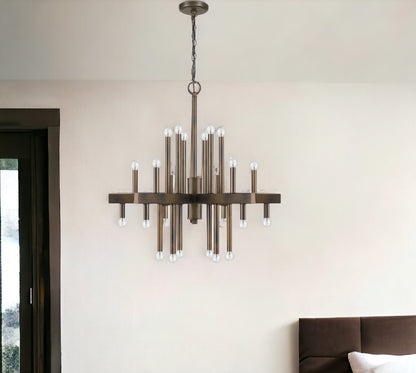 Brown Candle Style Multi Light Dimmable Chandelier