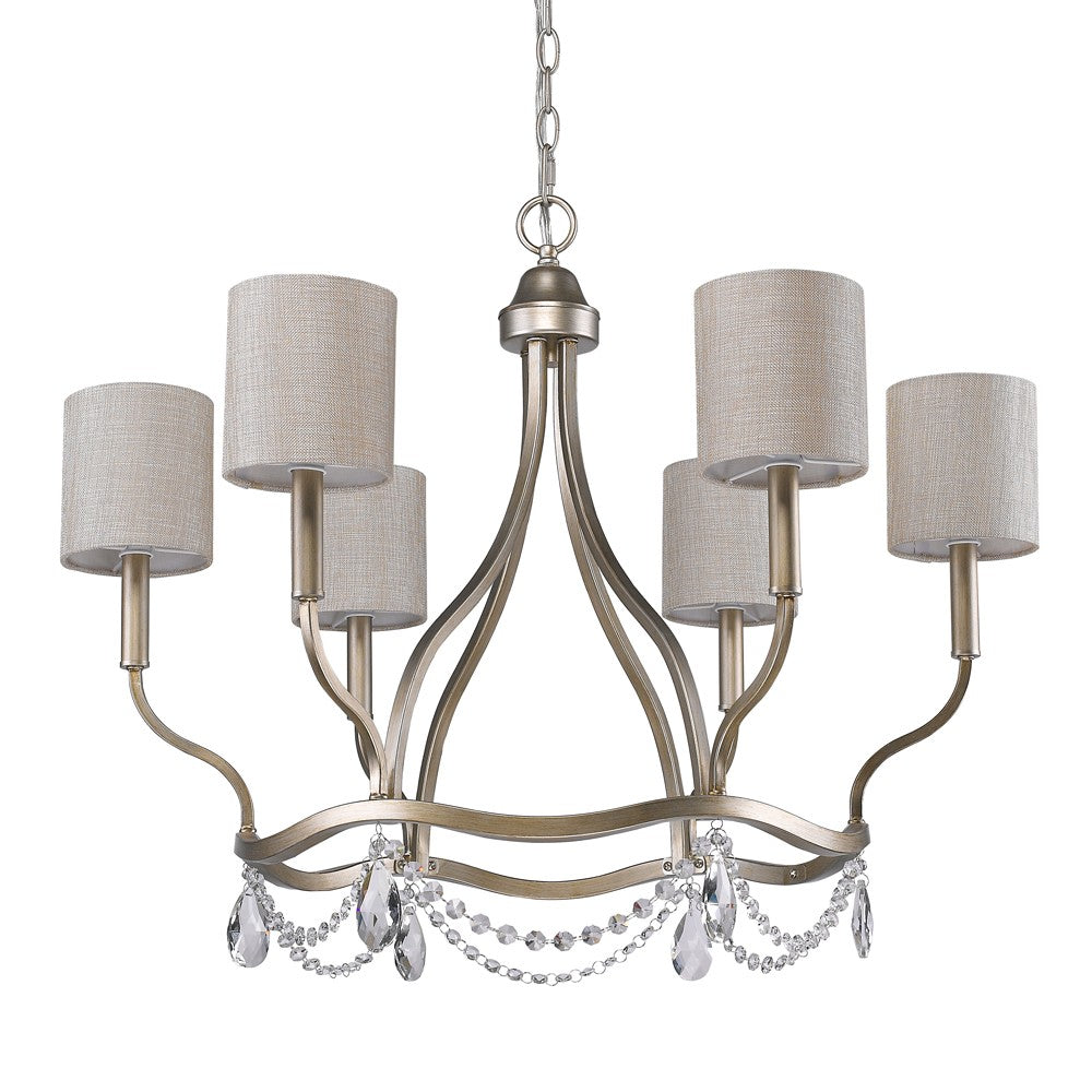 Gold Candle Style 6 Light Dimmable Chandelier