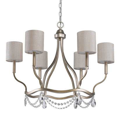 Gold Candle Style 6 Light Dimmable Chandelier