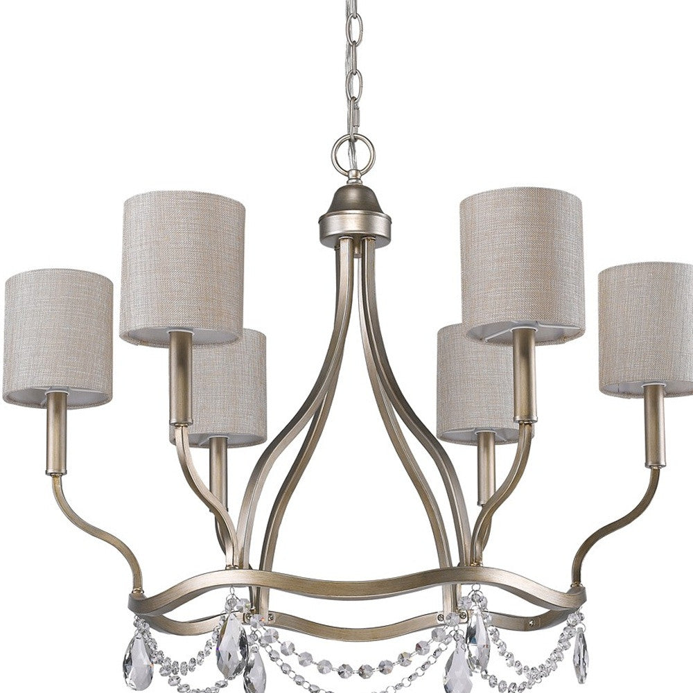 Gold Candle Style 6 Light Dimmable Chandelier