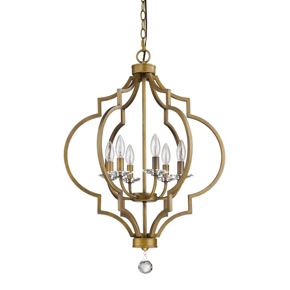 Gold & White Candle Style 6 Light Dimmable Chandelier