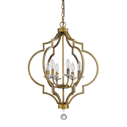 Gold & White Candle Style 6 Light Dimmable Chandelier