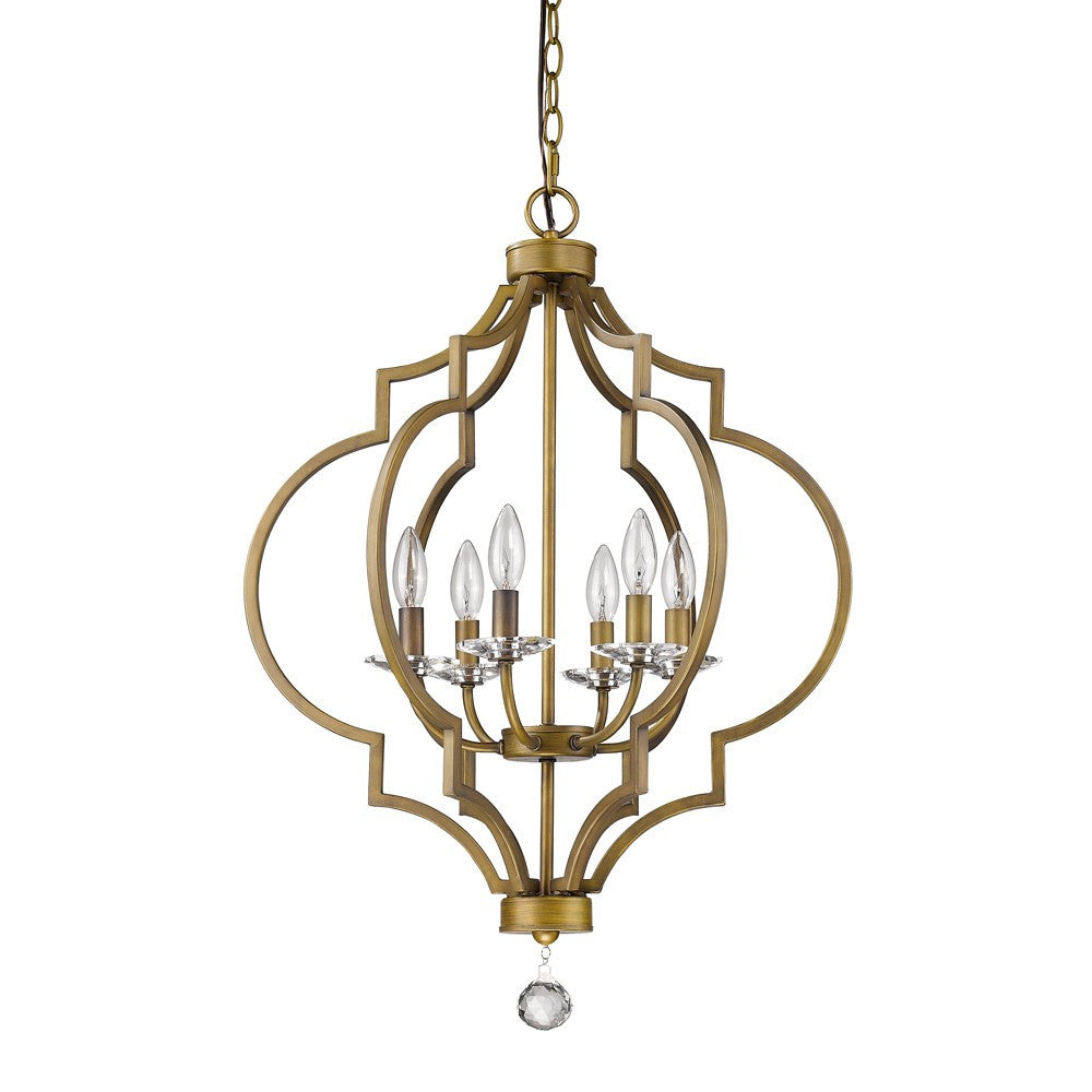Gold & White Candle Style 6 Light Dimmable Chandelier