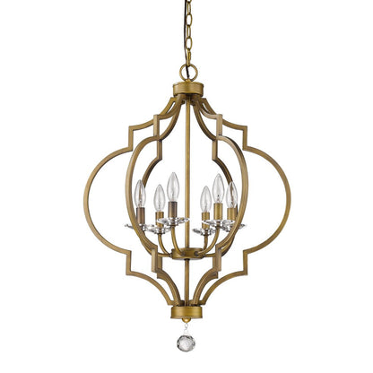 Gold & White Candle Style 6 Light Dimmable Chandelier