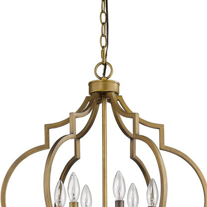 Gold & White Candle Style 6 Light Dimmable Chandelier
