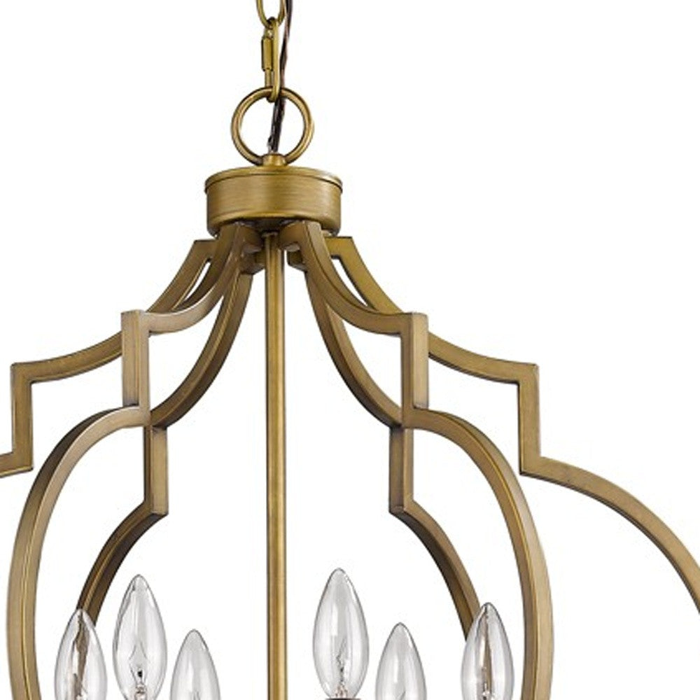 Gold & White Candle Style 6 Light Dimmable Chandelier