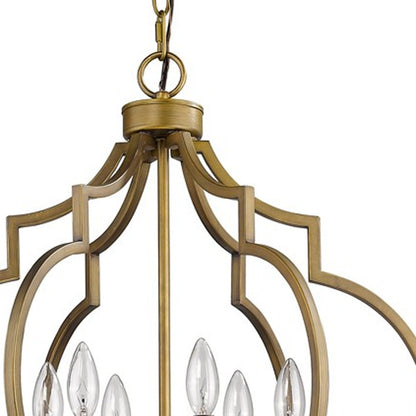 Gold & White Candle Style 6 Light Dimmable Chandelier