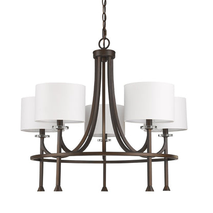 Brown Candle Style 5 Light & Crystals Dimmable Chandelier w/ Shades