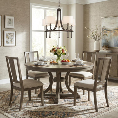 Brown Candle Style 5 Light & Crystals Dimmable Chandelier w/ Shades