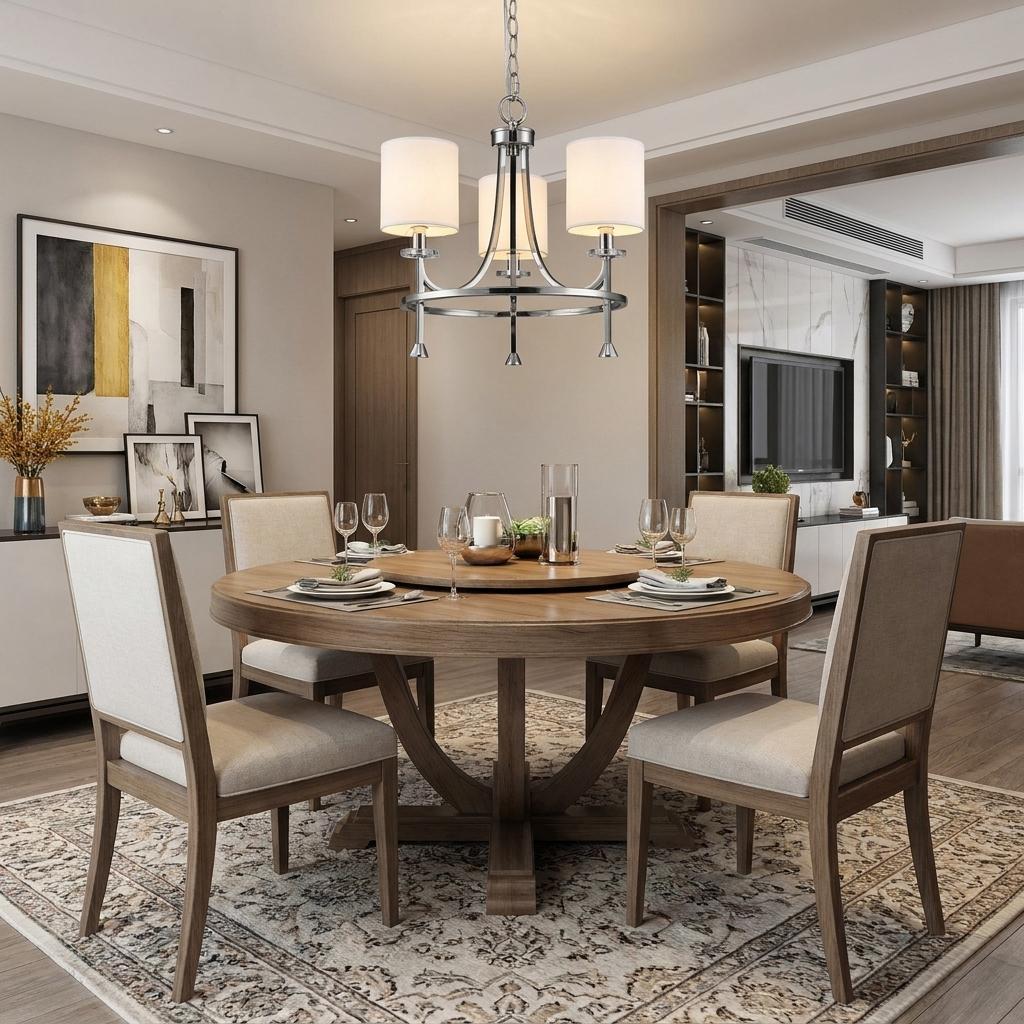 Silver Candle Style 3 Light Dimmable Chandelier