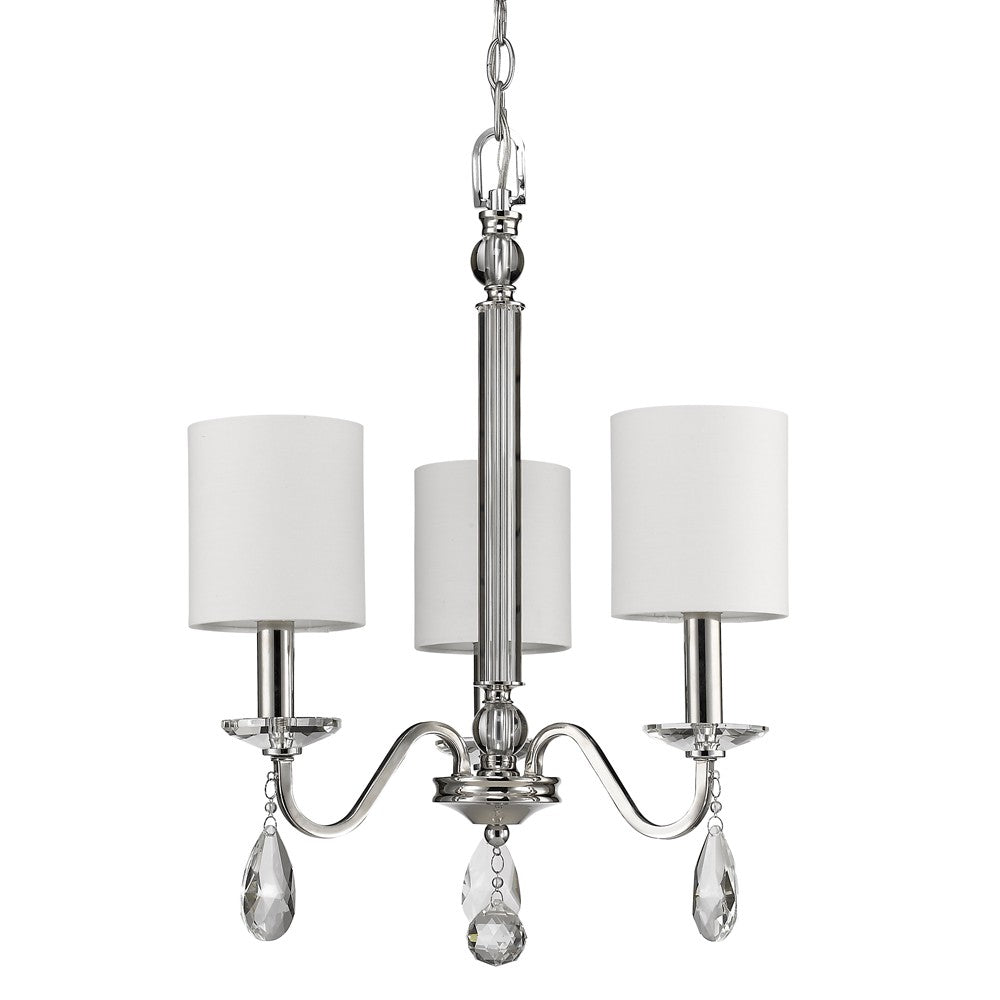 Silver Candle Style 3 Light & Crystals Dimmable Chandelier