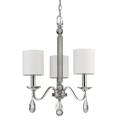Silver Candle Style 3 Light & Crystals Dimmable Chandelier