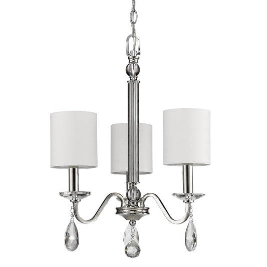 Silver Candle Style 3 Light & Crystals Dimmable Chandelier