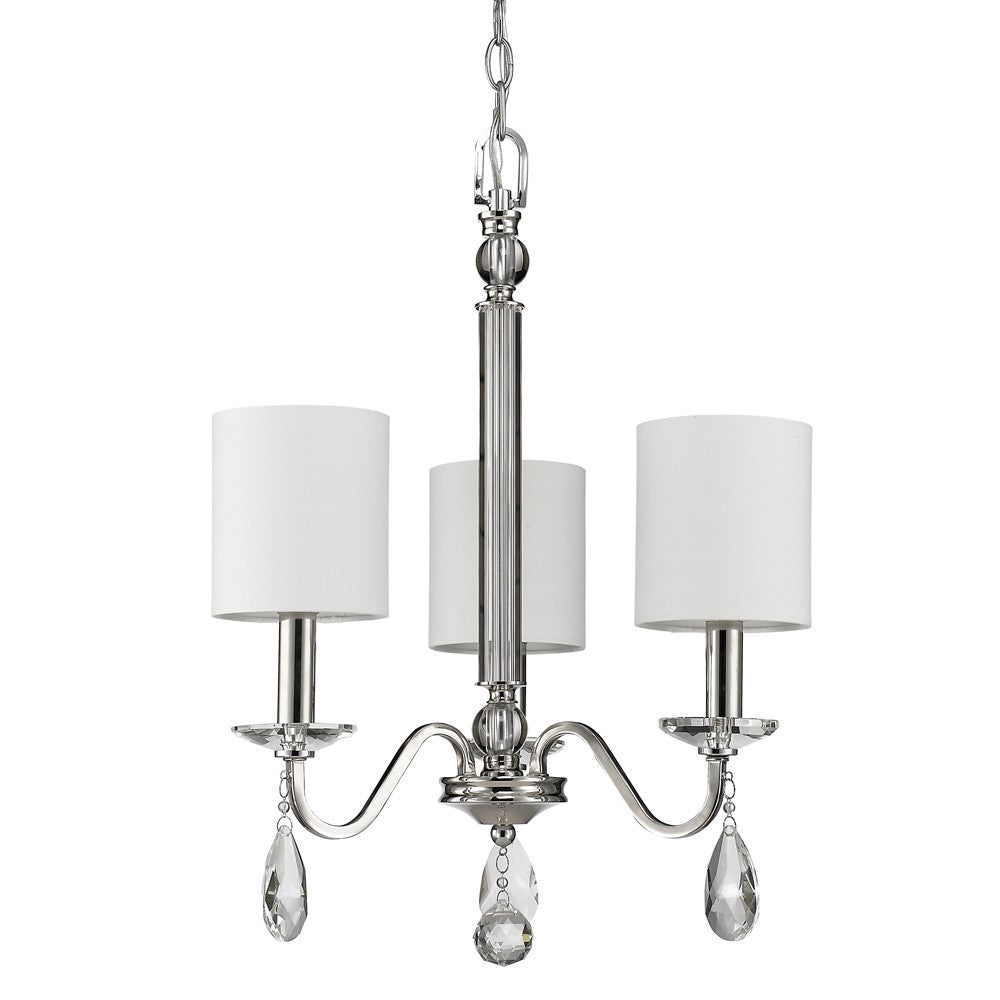 Silver Candle Style 3 Light & Crystals Dimmable Chandelier