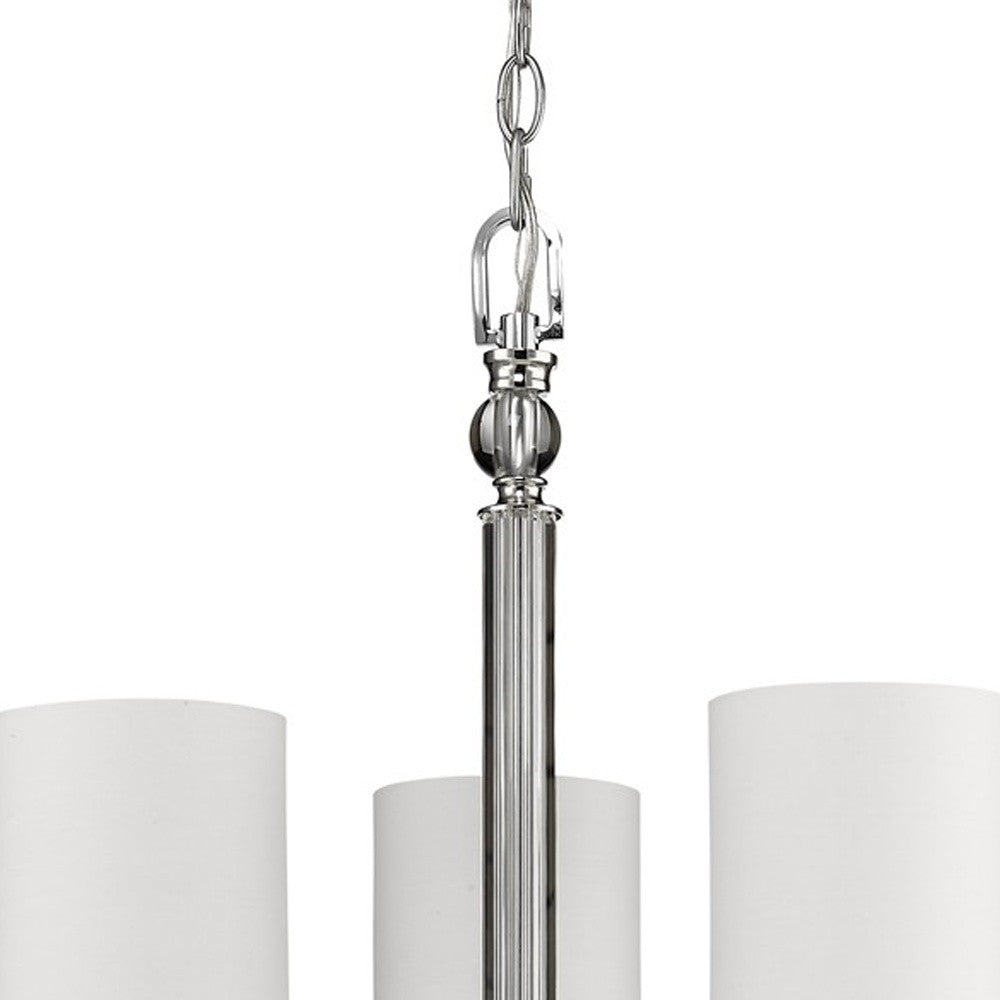 Silver Candle Style 3 Light & Crystals Dimmable Chandelier