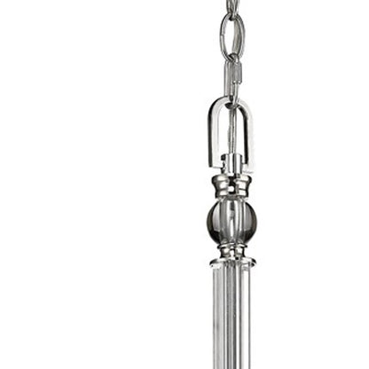 Silver Candle Style 5 Light & Crystals Dimmable Chandelier