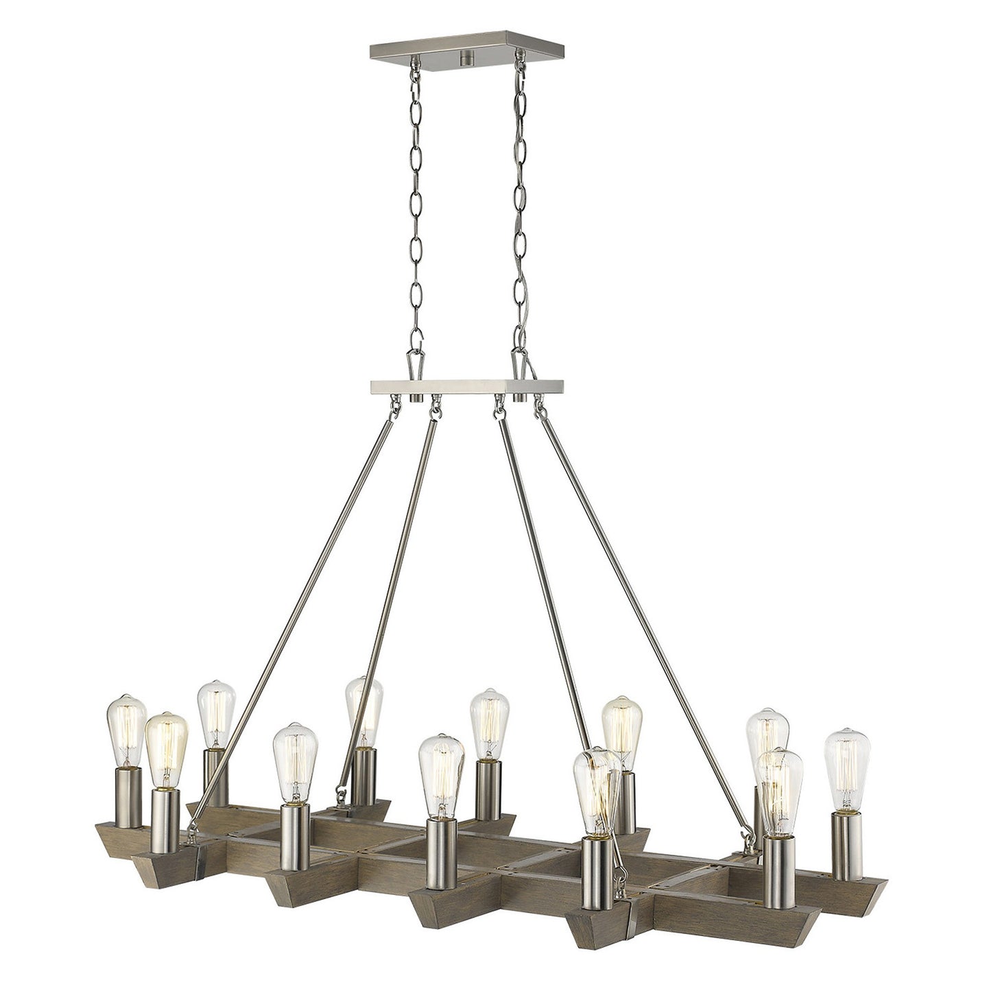 Silver Kitchen Island 12 Light Dimmable Chandelier