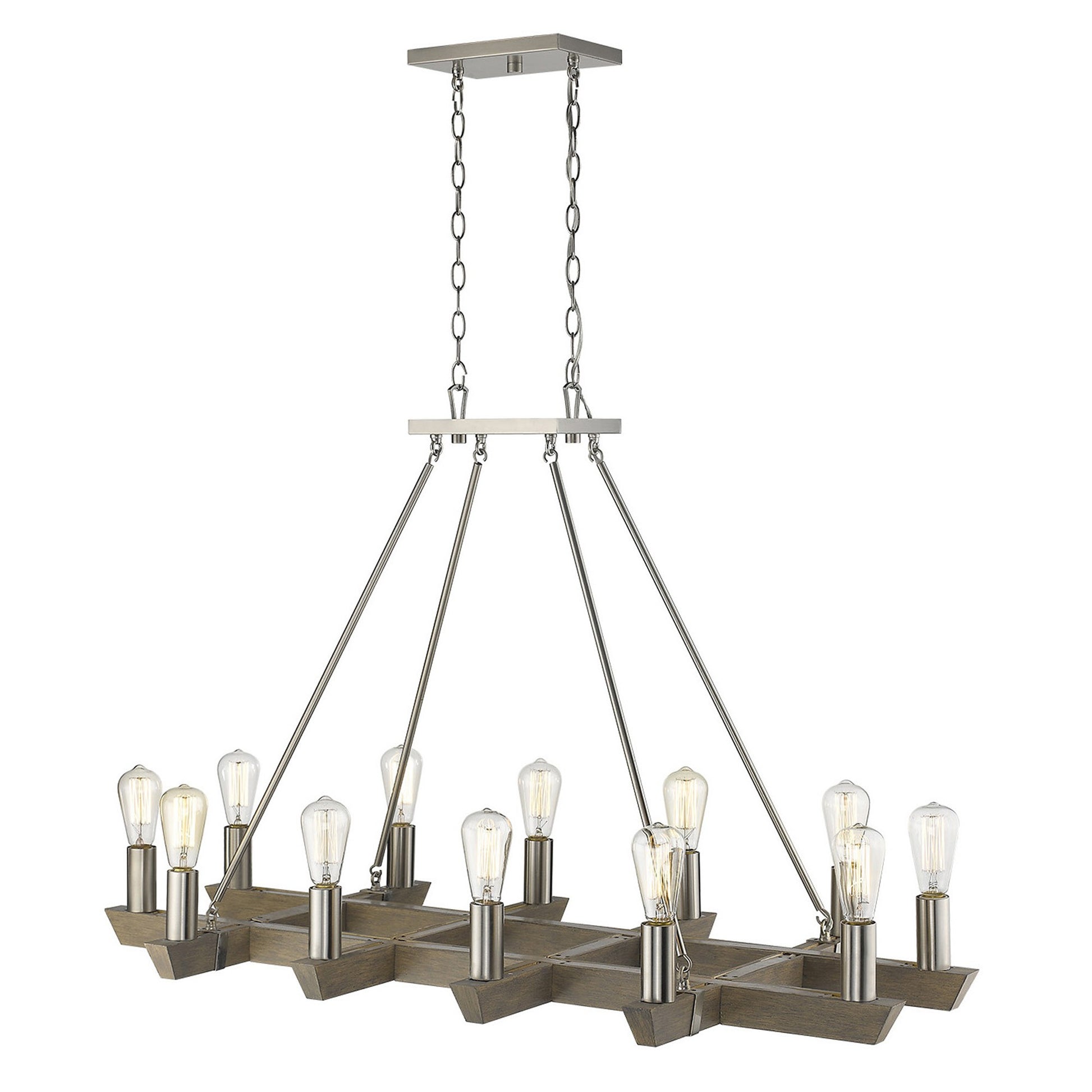 Silver Kitchen Island 12 Light Dimmable Chandelier