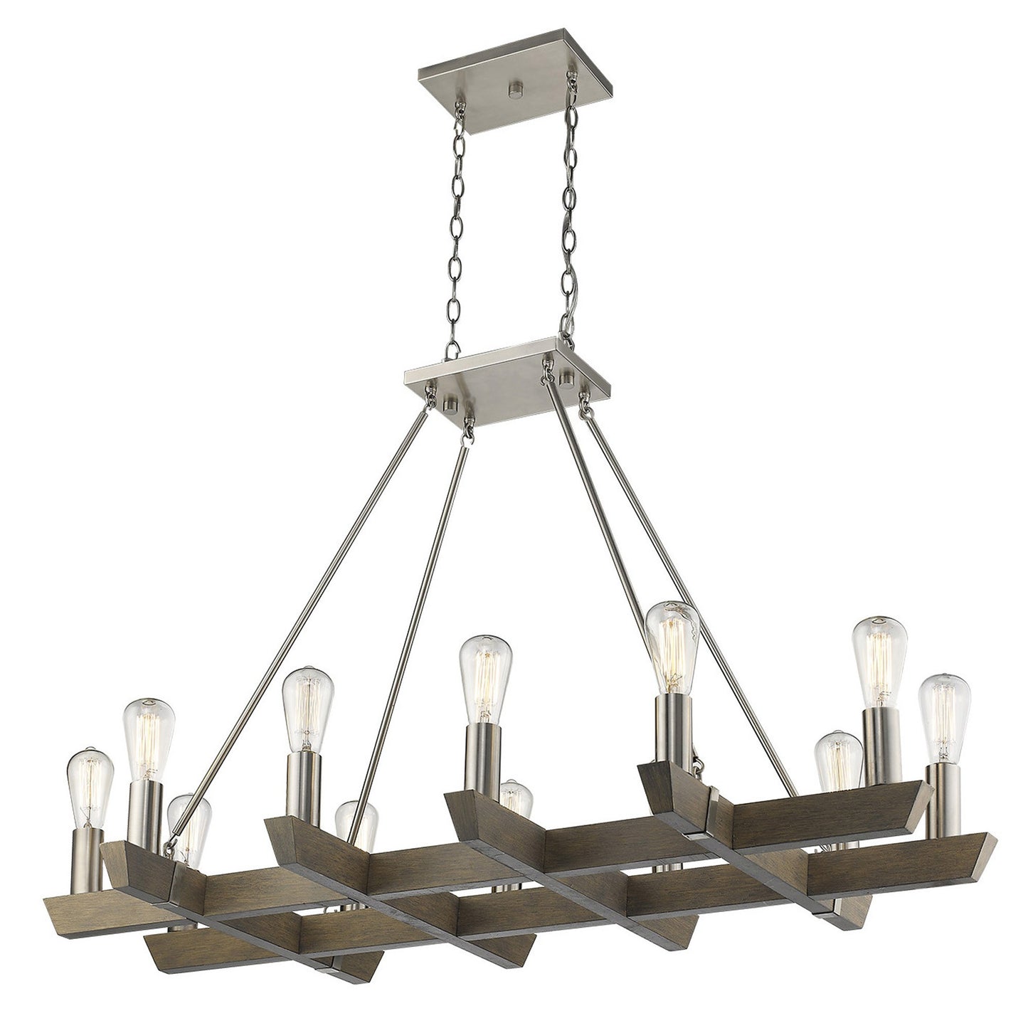 Silver Kitchen Island 12 Light Dimmable Chandelier