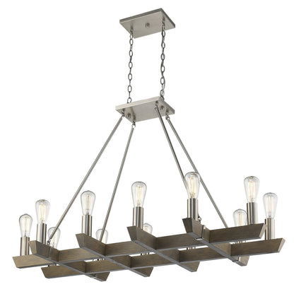 Silver Kitchen Island 12 Light Dimmable Chandelier