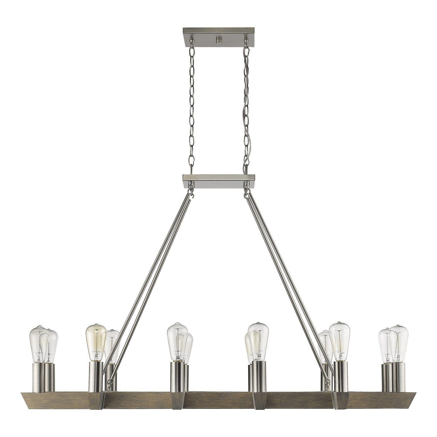 Silver Kitchen Island 12 Light Dimmable Chandelier