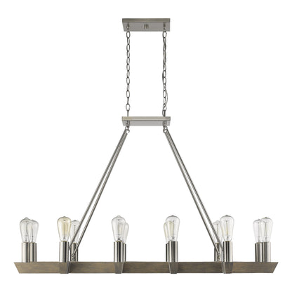 Silver Kitchen Island 12 Light Dimmable Chandelier