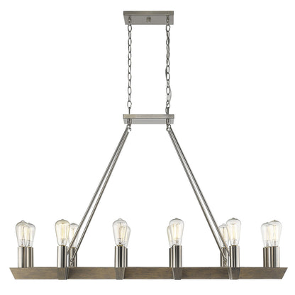 Silver Kitchen Island 12 Light Dimmable Chandelier