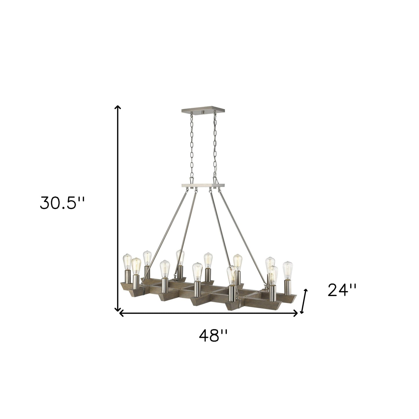 Silver Kitchen Island 12 Light Dimmable Chandelier