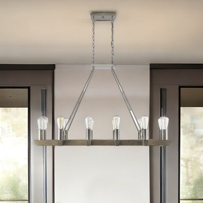 Silver Kitchen Island 12 Light Dimmable Chandelier