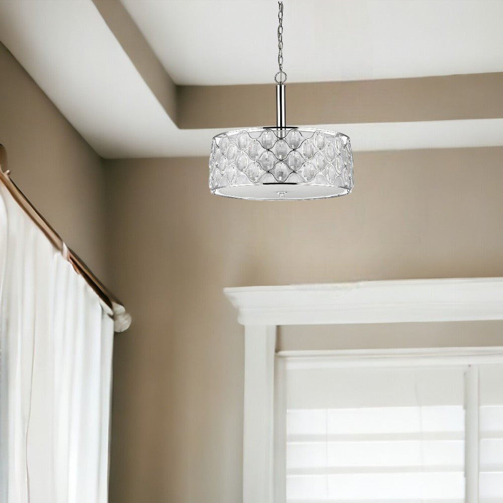 Isabella 4-Light Nickel Drum Pendant